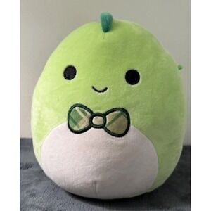 Squishmallow Danny the Dinosaur 8" Plush Green Plaid Bow Tie 2023